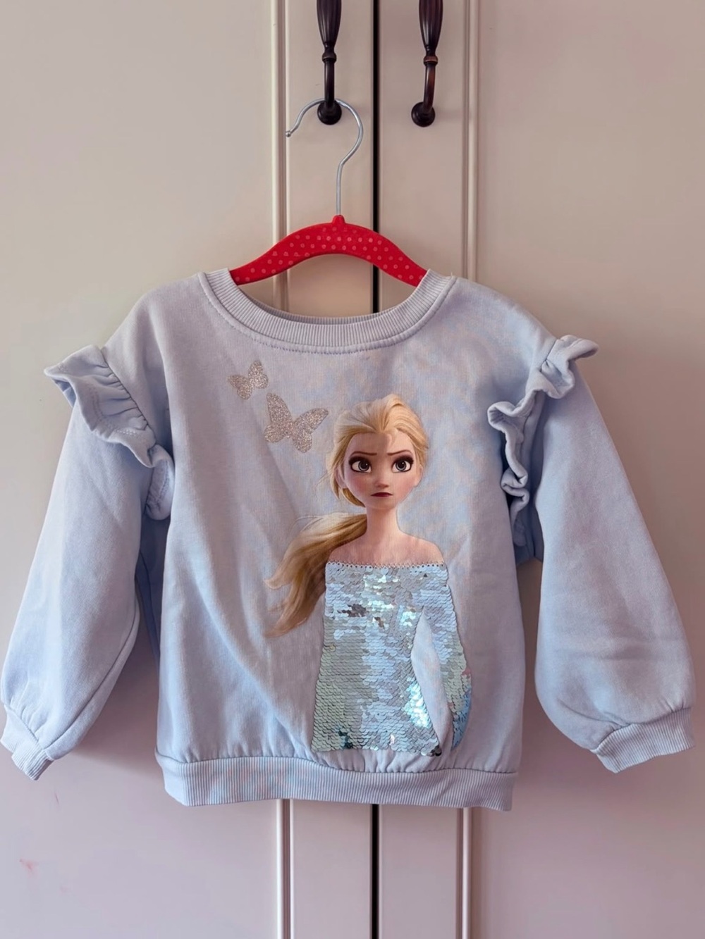 H&M Light Blue Sequin Elsa Sweatshirt for Girls